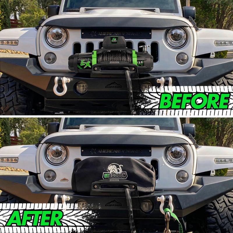 STEGODON Winch Cover,Heavy Duty Waterproof Dust-Proof Winch Protection Cover,UV-Resistant Neoprene Luminous Material Winch Cover,Fits for Electric Winches 8000-13000 lbs - Image 4